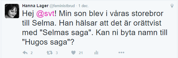 Jag skriver till SVT på Twitter
