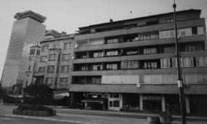 Skotthål i husfasad i Sarajevo