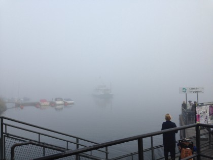 Hammarby Sjöstad i dimma
