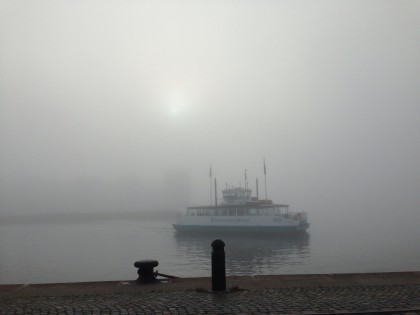 Hammarby Sjöstad i dimma