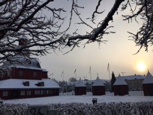 Torget i Lidköping i vinterskrud